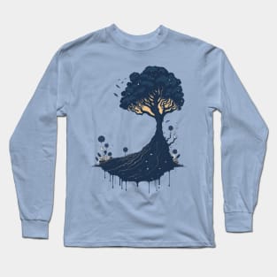 Grunge tree and splashes of paint Long Sleeve T-Shirt